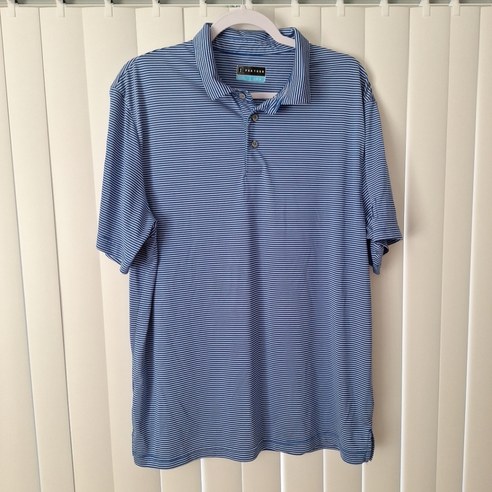 PGA Tour Blue Striped Polo Golf Shirt